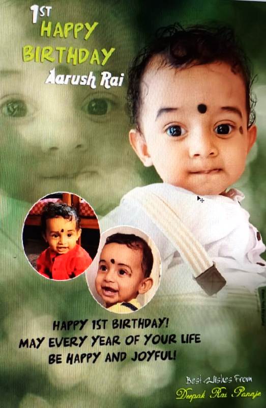 A poster congratulating Aarush on his birthday