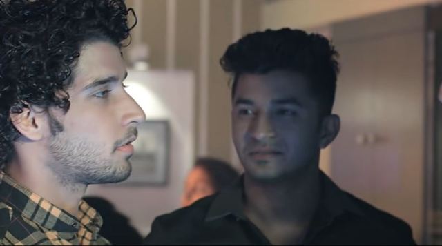 Gautam Vig (left), along with other co-star(right), in the film 'Flat 211' as Sameer
