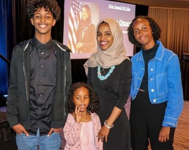 Ilhan Omar with her kids Adnan, Isra, and Ilwad