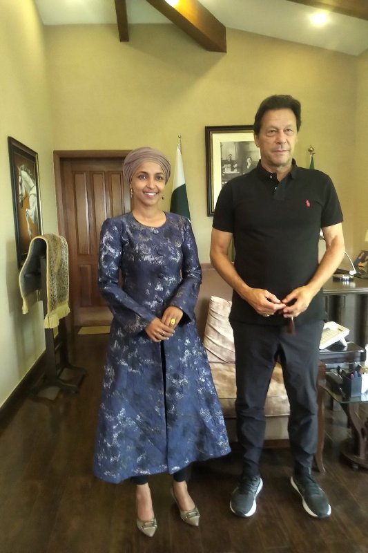 Ilhan Omar with the former Prime Minister of Pakistan Imran Khan