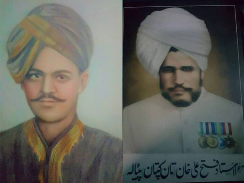 Jarnail Ali Baksh Khan (left) and 'Colonel' Fateh Ali Khan (right)