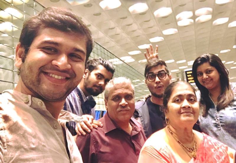 Nikhil Rajeshirke with his parents and brother