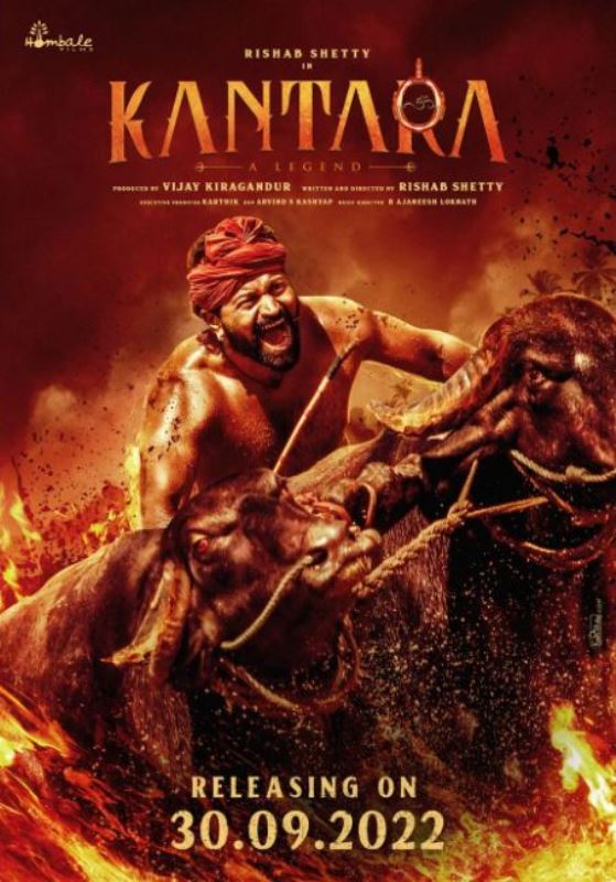 Rishab Shetty on the poster of the 2022 film 'Kantara'