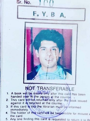 Sajid Khan's college ID card
