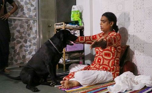 Shreegauri Sawant with her pet dog