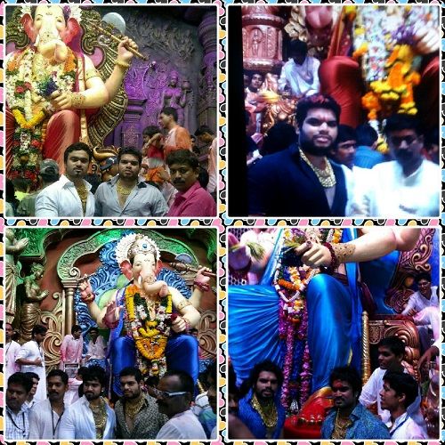 A collage of Sanjay Gujar at lord Ganesha's temple