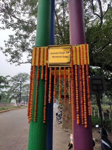 A memorial gate made in remembrance of Jaswant Singh Gill at Kunustoria Area, Eastern Coalfields Limited