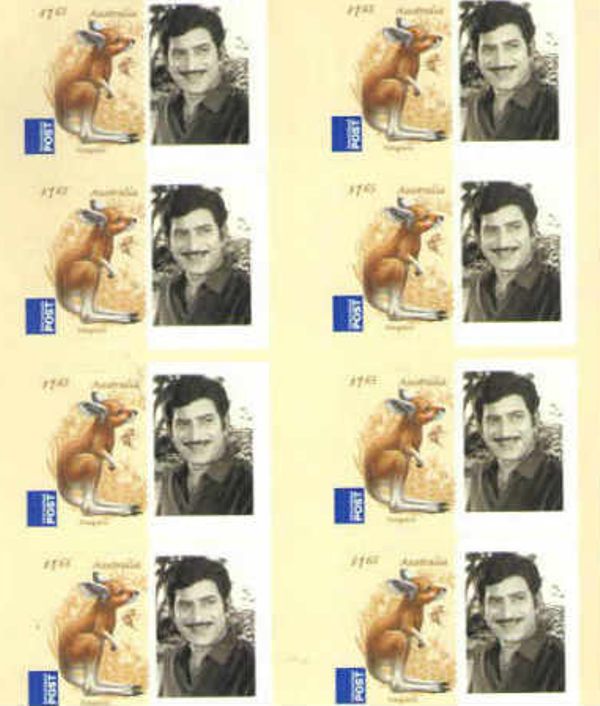 A picture of special stamps dedicated to Krishna by the Australian postal department