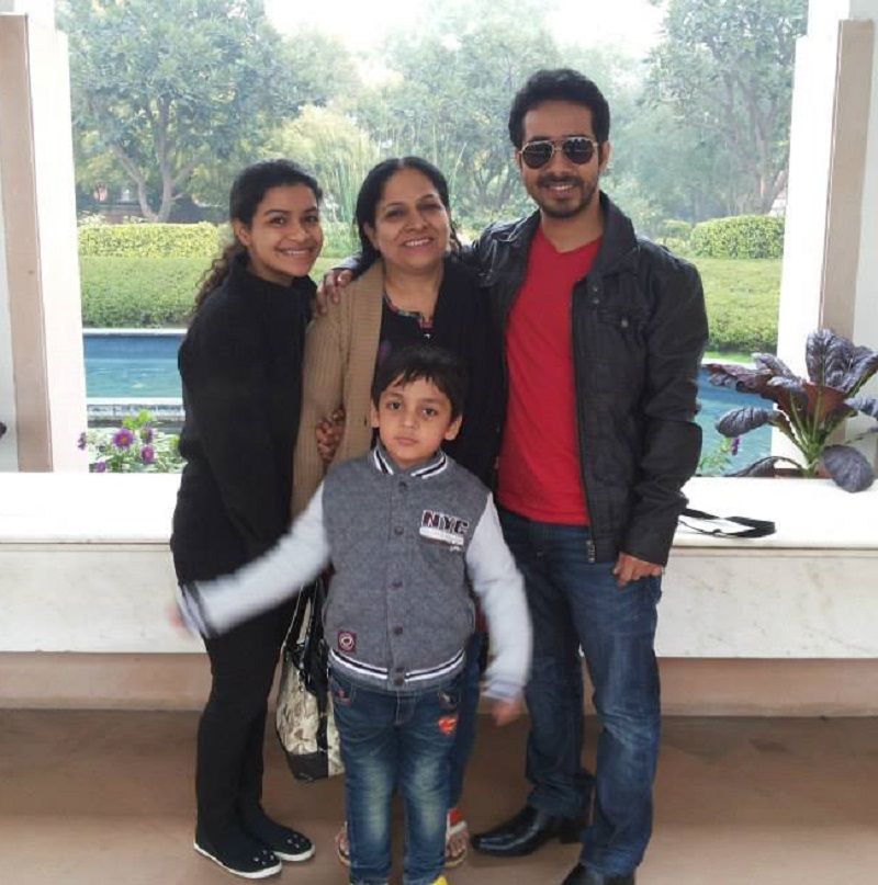 Abhishek Pathak with his mother and sister