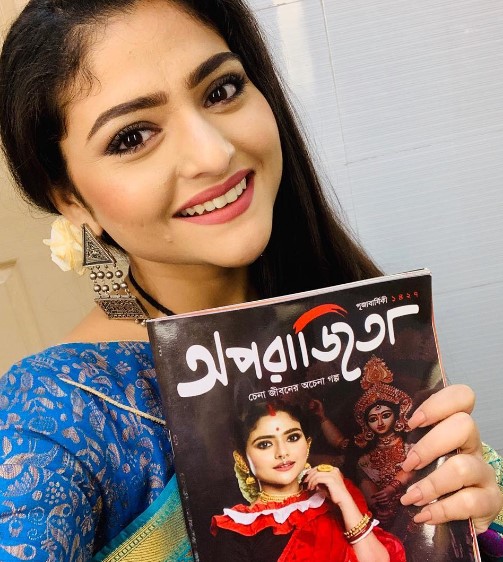 Aindrila Sharma featuring the Aparajita magazine