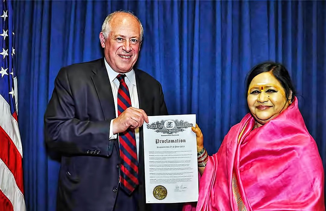 Amma Sri Karunamayi being honoured with the State of Illinois Official Proclamation