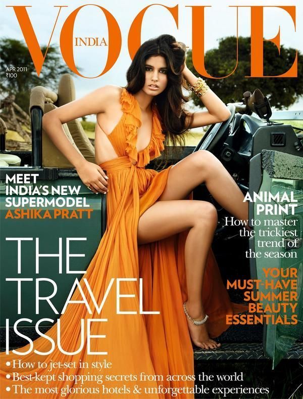 Ashika Pratt on the cover of Indian Vogue in April 2011