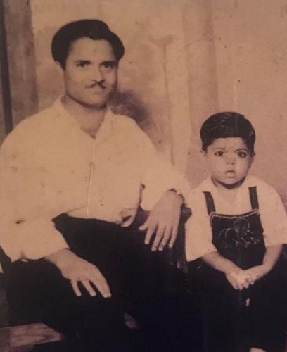 Childhood picture of Ashok Pandit with his father