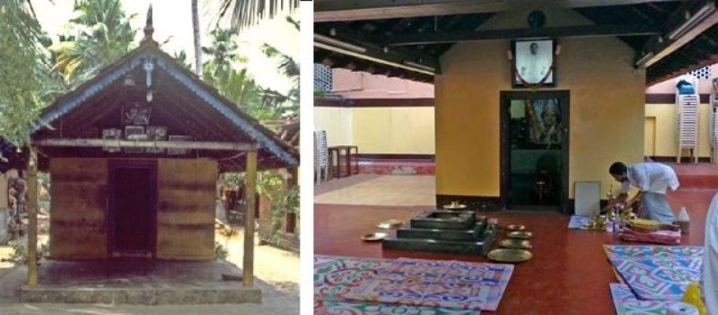 Before (late 70s) and after (2017) picture of Kalari temple