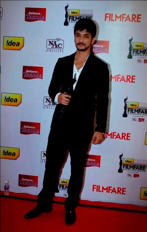 Gautham Karthik after winning the Filmfare Awards South as the Best Male Debutant for the Tamil film Kadal (2013)