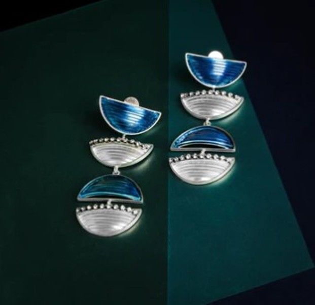 'Half Moon Blue Earrings' designed by Suhani Pittie