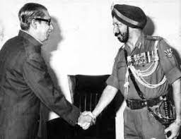 Jagjit Singh Aurora with Sheikh Mujibur Rahman after Bangladesh's liberation