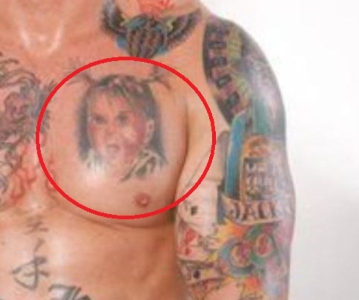 Jason David Frank's tattoo on left pec