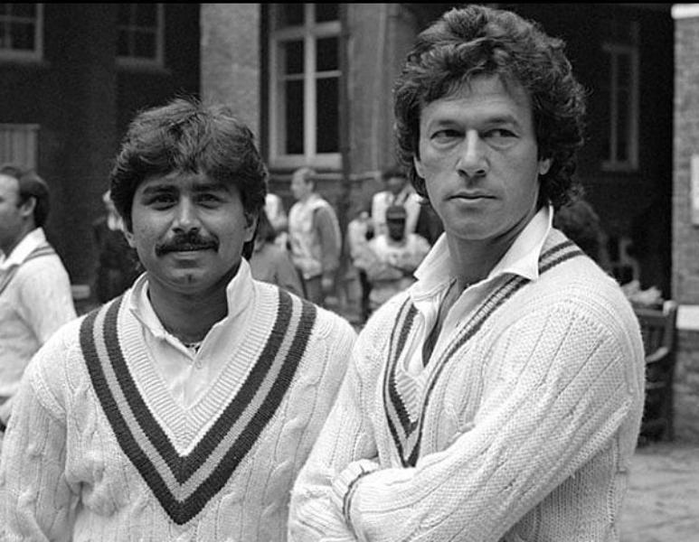 Javed Miandad (left) with Imran Khan