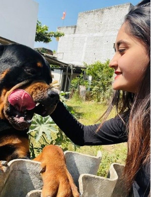 Kavya Yadav and her pet dog, Chop