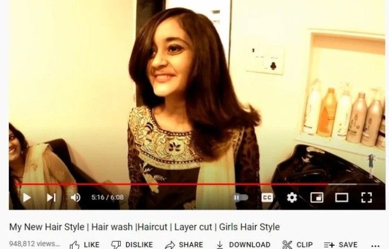 Kavya Yadav in a still from her first YouTube video 'My New Hairstyle' on her YouTube channel 'Bindass Kavya' (2018)