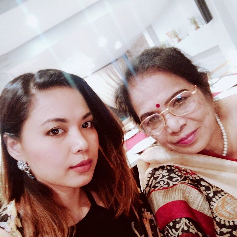Lin Laishram with her mother