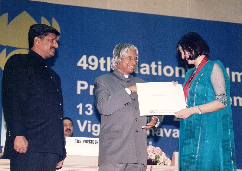 Manjula Ghattamaneni receiving the 49th National Film Awards