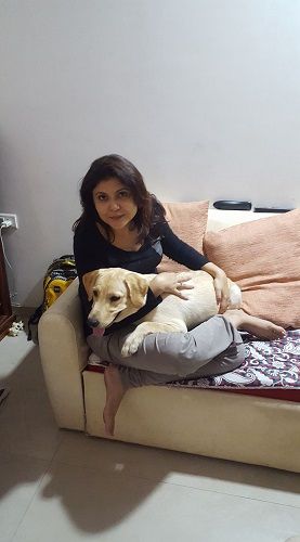 Mridula Tripathi and her pet dog