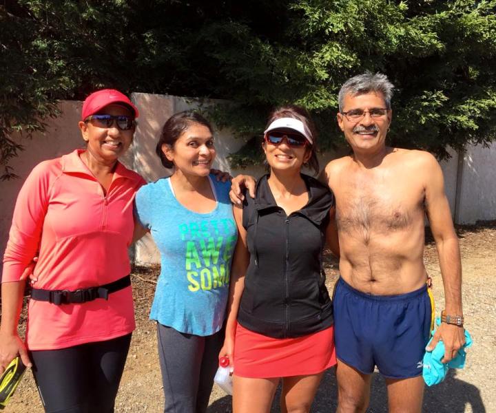 Nishad's mother Anu Singh (second from left) and his stepfather Rajeev Patel (extreme right) with their friends