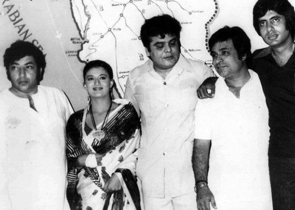 Rakesh Kumar (centre) with some famous Bollywood actors.