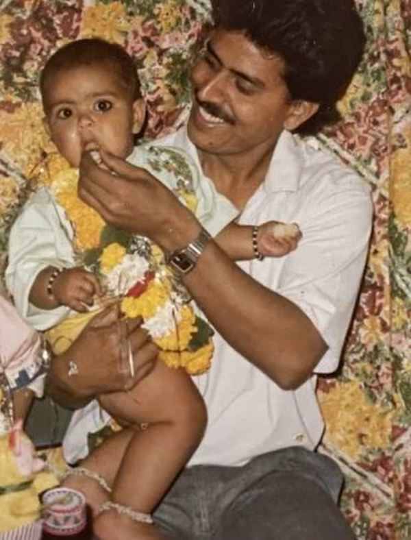 Saba's childhood picture with her father