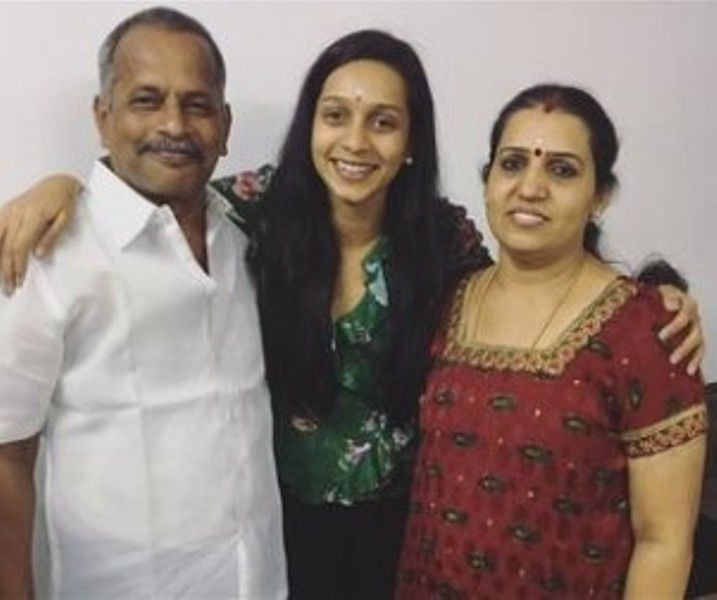 Sanchana Natarajan with her parents