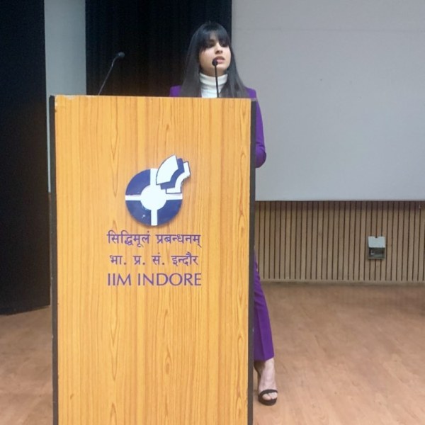 Simran Khosla giving guest lecture at IIM Indore
