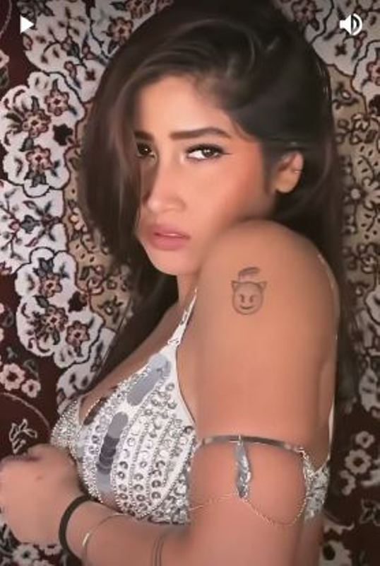 Sofia Ansari's devil face tattoo on her left shoulder