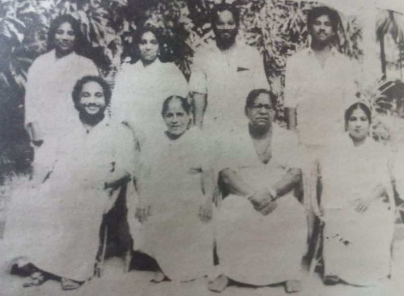 Standing (L to R); Sajini, Sugun Amma, Sathish Kumar, and Sudhir Kumar. Sitting (L to R); Suresh Kumar, Damayanthi Amma (mother), Sugunananda (father), and Kasthuri Amma