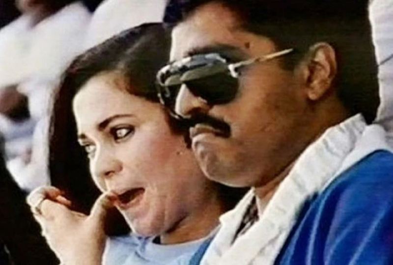 The viral picture of Dawood Ibrahim and Mandakini, watching a cricket match at a stadium in Dubai (1994-95)
