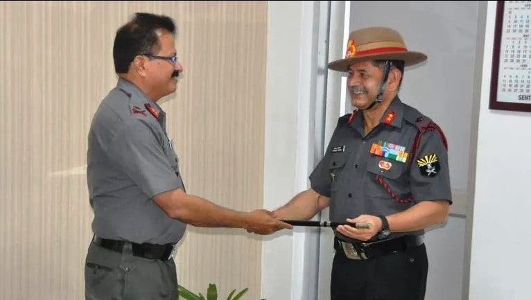 Upendra Dwivedi (right) assuming the appointment of Inspector General of IGAR (East)