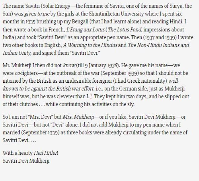The continued part of the letter by Savitri Devi to Martin Kerr (2 of 2)