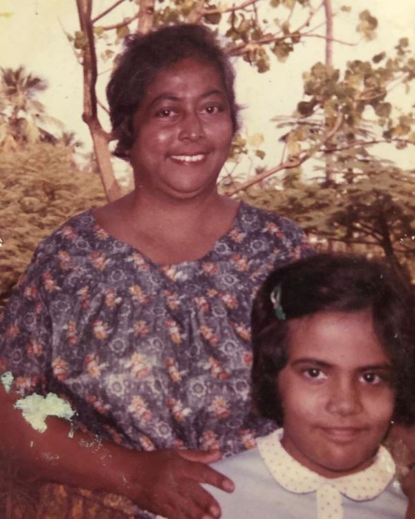 A childhood image of Caralisa Monteiro with her mother