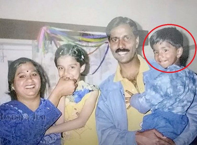 A childhood image of Shivin Ganesan with her family