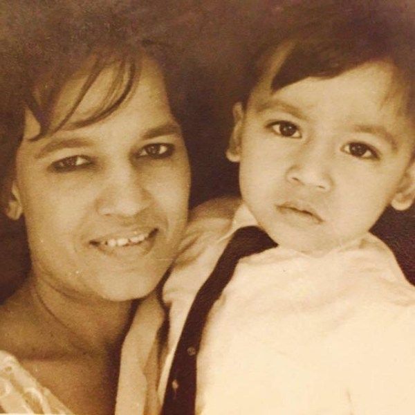 A childhood picture of Mohan Kapur with his mother