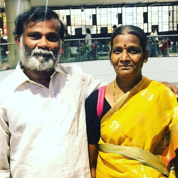 A picture of Myna Nandhini's father, Rajendran Kandhaiah, and her mother, Rani Rajendran