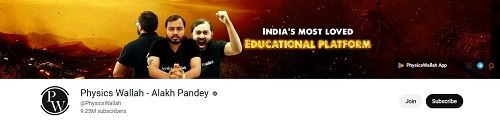 Alakh Pandey's YouTube channel Physics Wallah- Alakh Pandey