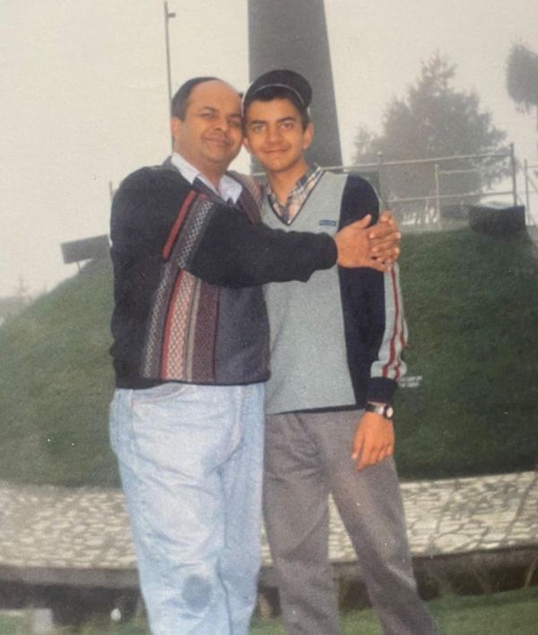 An old photo of Bhavish Aggarwal (right) with his father