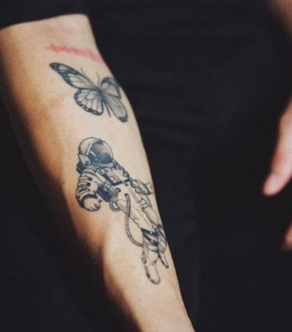 Anirudh's tattoo on his left forearm