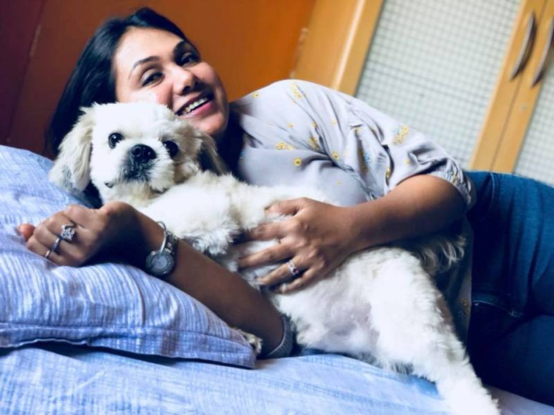 Hetal Yadav with her dog, Pluto