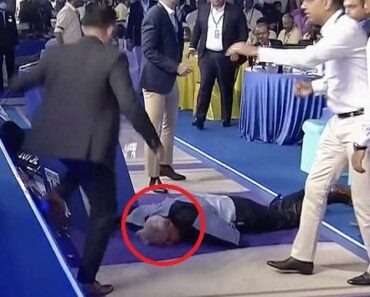 Hugh Edmeades after falling from platform at IPL auction