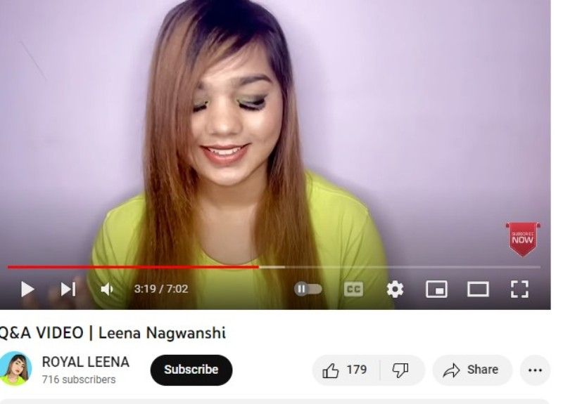 Leena Nagwanshi in a still from her first YouTube video titled 'Q&A Video' (2020)