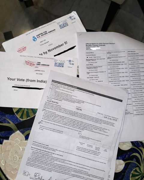 A photo of Orry's voter receipts and list