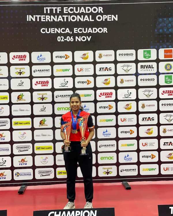 Reeth Rishya after winning gold in the Ecuador International Open